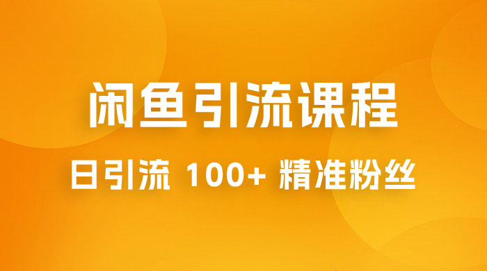 闲鱼引流课程：三个账号操作 20 分钟，日引流 100+ 精准粉丝 - 项目资源网